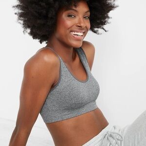 aerie Ribbed Seamless Scoop Bralette in Gray